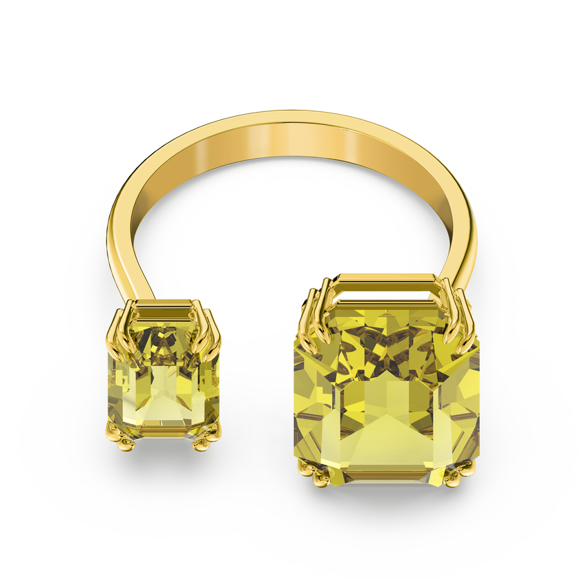 swarovski millenia cocktail ring  square cut crystals  yellow  gold tone plated